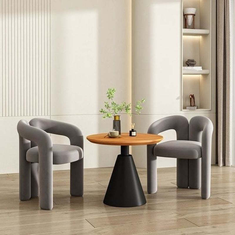 Scandinavian Cone Iron Wood Side Table — Black