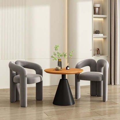 Scandinavian Cone Iron Wood Side Table — Black