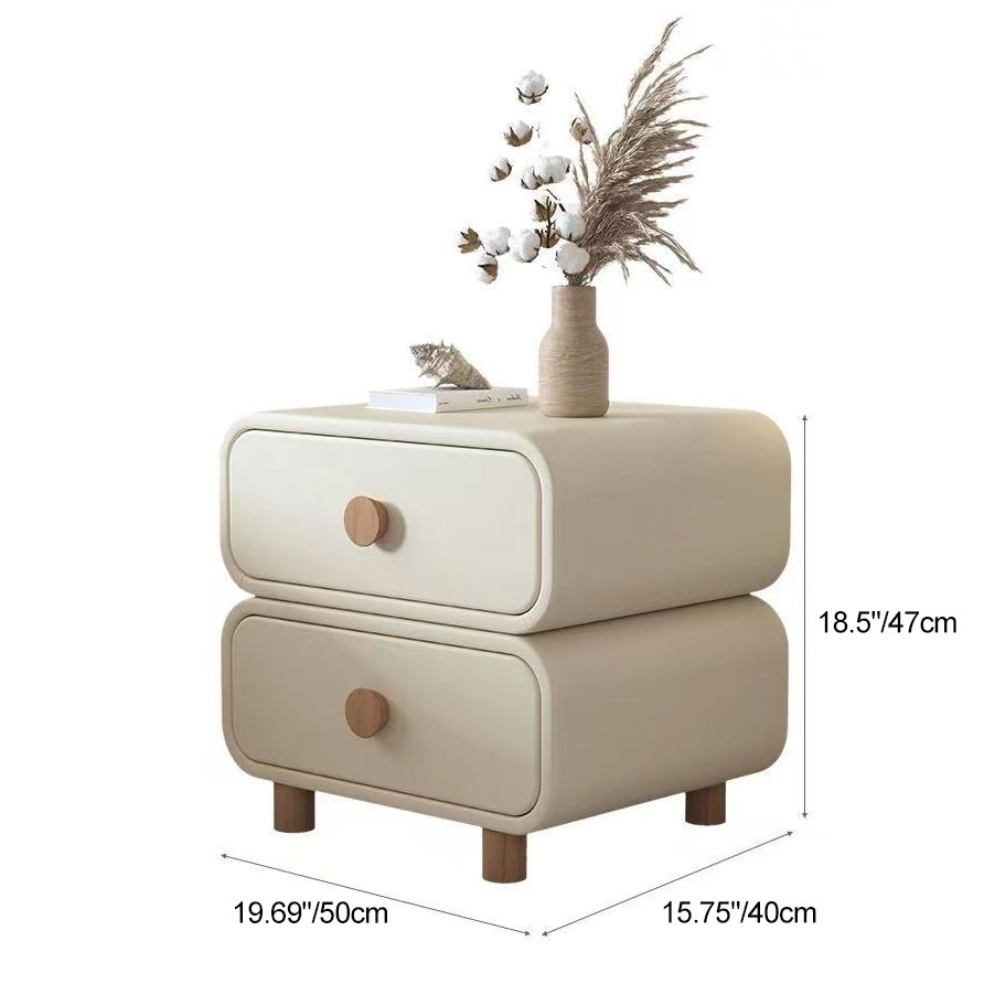 Scandinavian Wood Leather 2-Drawer Nightstand — Dark Gray