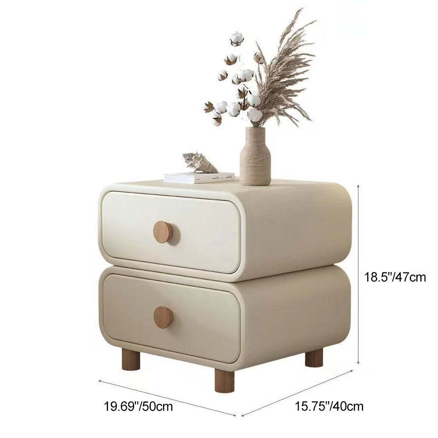 Scandinavian Wood Leather 2-Drawer Nightstand — Dark Gray