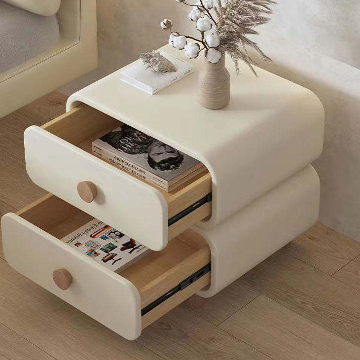 Scandinavian Wood Leather 2-Drawer Nightstand