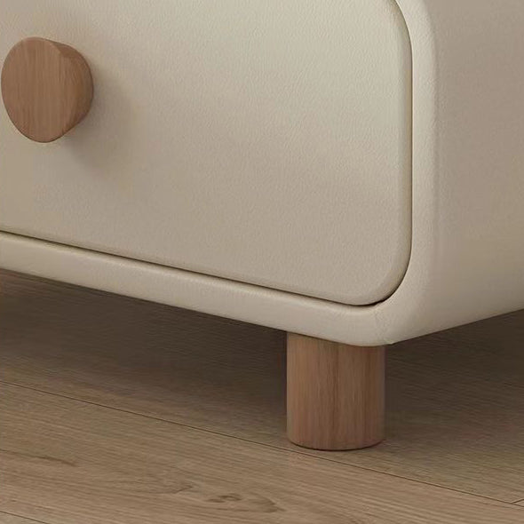 Scandinavian Wood Leather 2-Drawer Nightstand