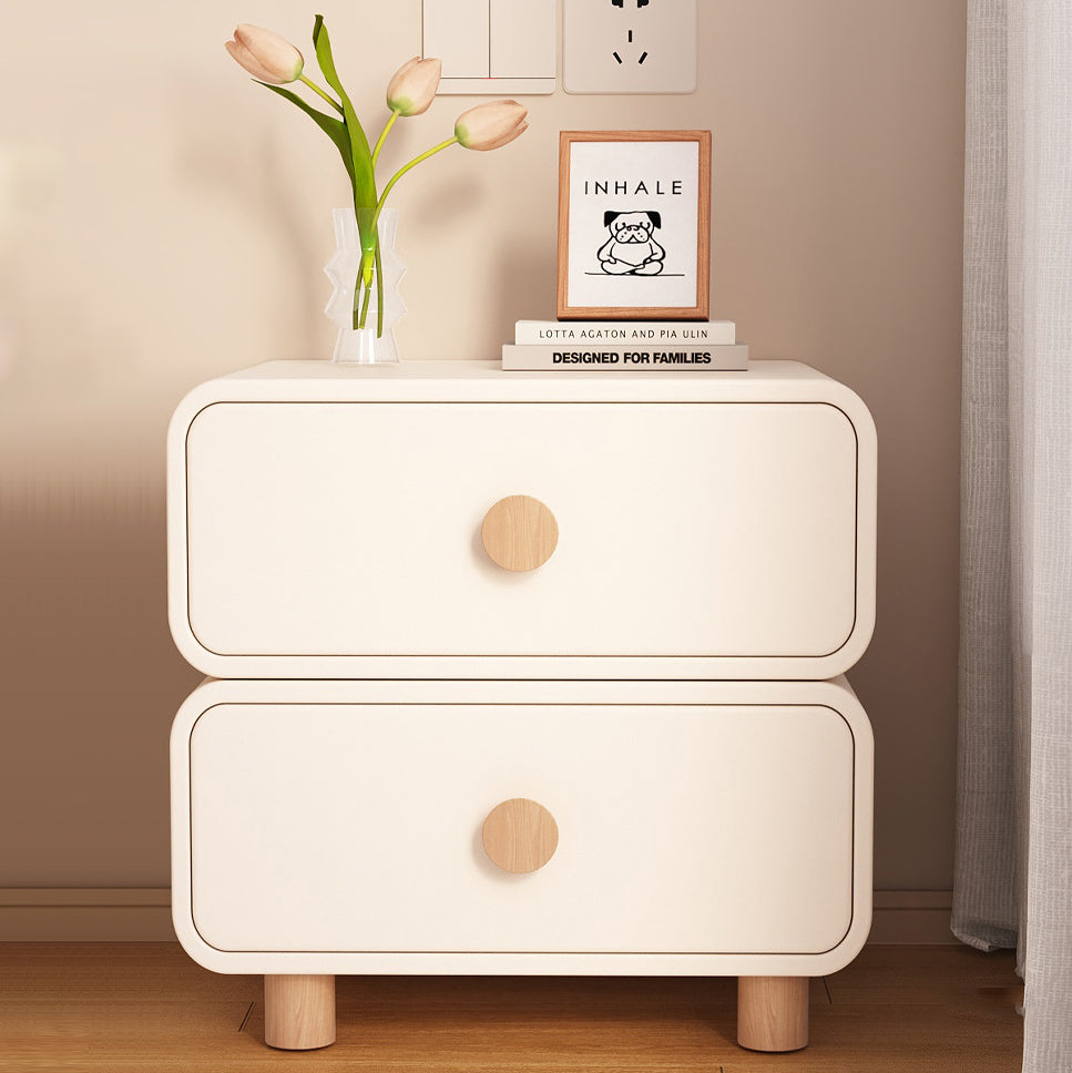 Scandinavian Wood Leather 2-Drawer Nightstand
