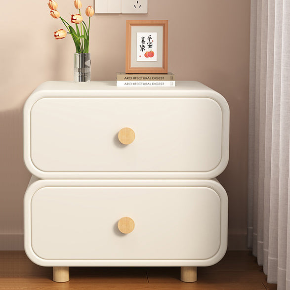 Scandinavian Wood Leather 2-Drawer Nightstand