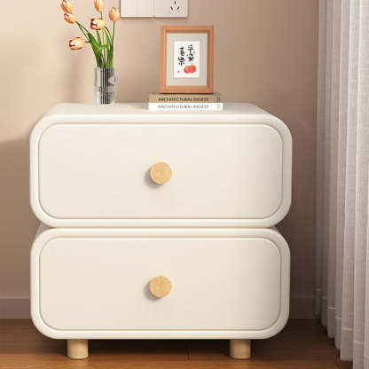 Scandinavian Wood Leather 2-Drawer Nightstand