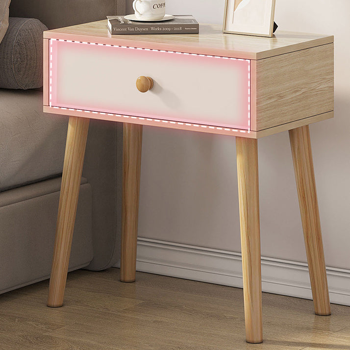 Contemporary Solid Wood Side Table with Drawer