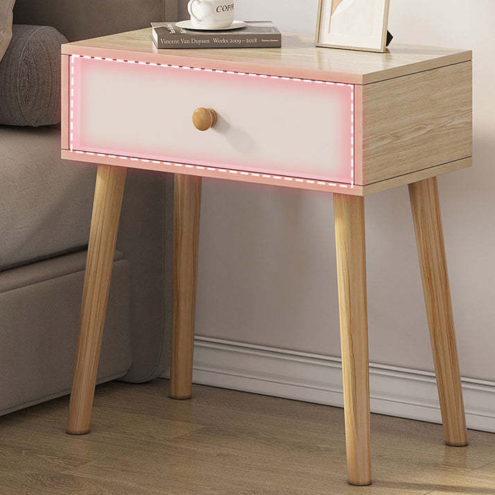 Contemporary Solid Wood Side Table with Drawer