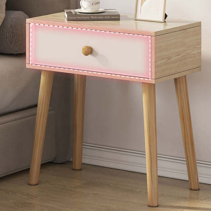 Contemporary Solid Wood Side Table with Drawer