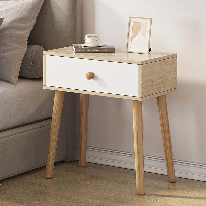 Contemporary Solid Wood Side Table with Drawer