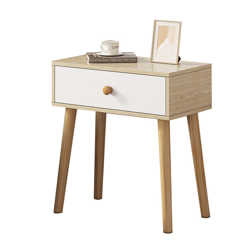 Contemporary Solid Wood Side Table with Drawer