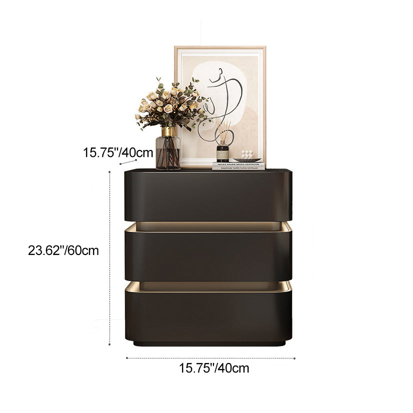 Minimalist Solid Wood Light Strip 3-Drawer Nightstand