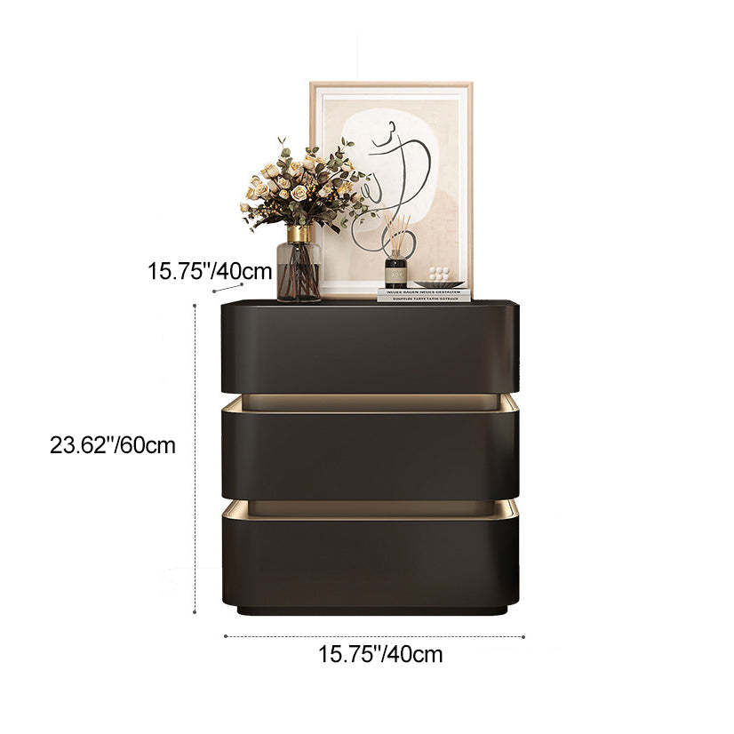 Minimalist Solid Wood Light Strip 3-Drawer Nightstand