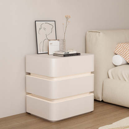 Minimalist Solid Wood Light Strip 3-Drawer Nightstand