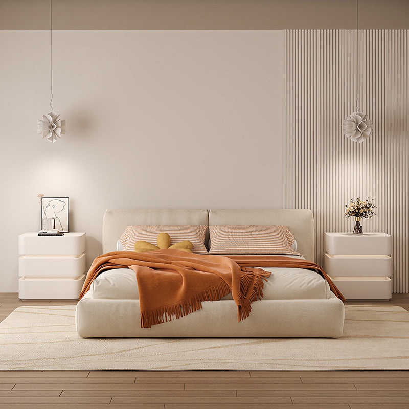 Minimalist Solid Wood Light Strip 3-Drawer Nightstand — White