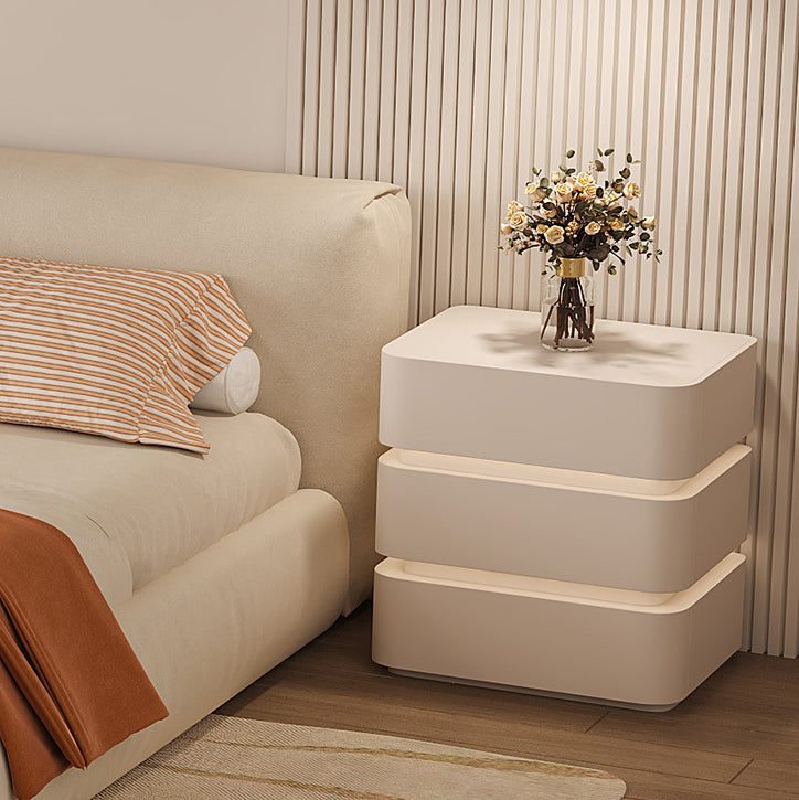 Minimalist Solid Wood Light Strip 3-Drawer Nightstand
