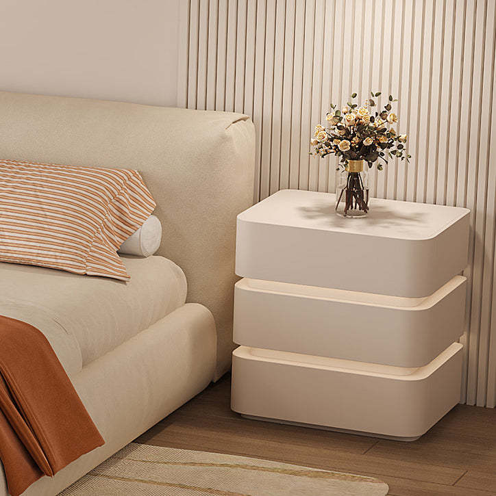 Minimalist Solid Wood Light Strip 3-Drawer Nightstand