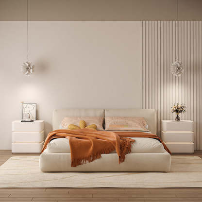 Minimalist Solid Wood Light Strip 3-Drawer Nightstand