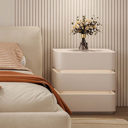 Minimalist Solid Wood Light Strip 3-Drawer Nightstand