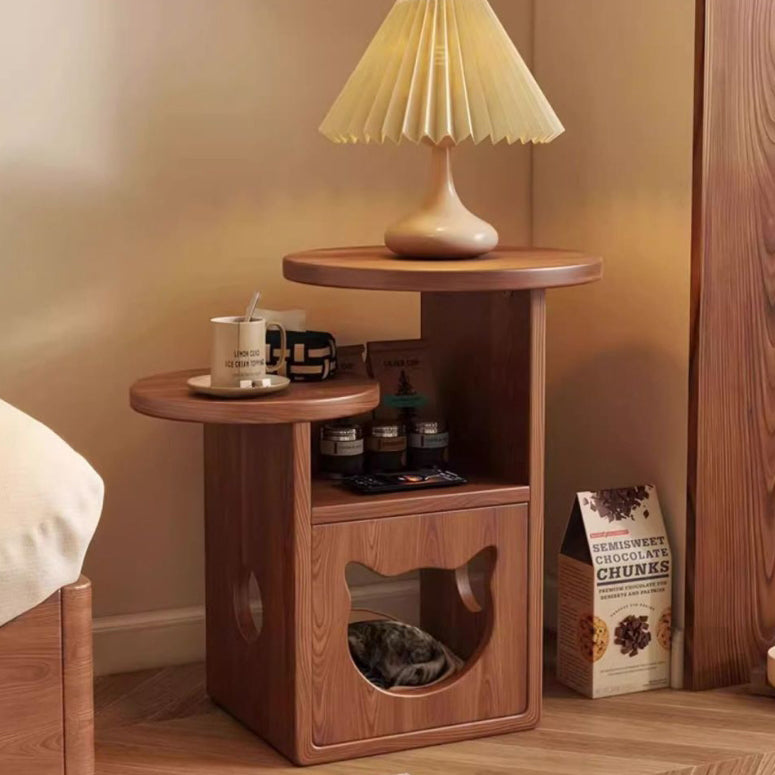 Retro Rubber Wood Tray Side Table — White