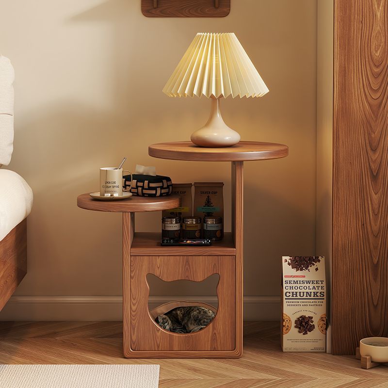 Retro Rubber Wood Tray Side Table