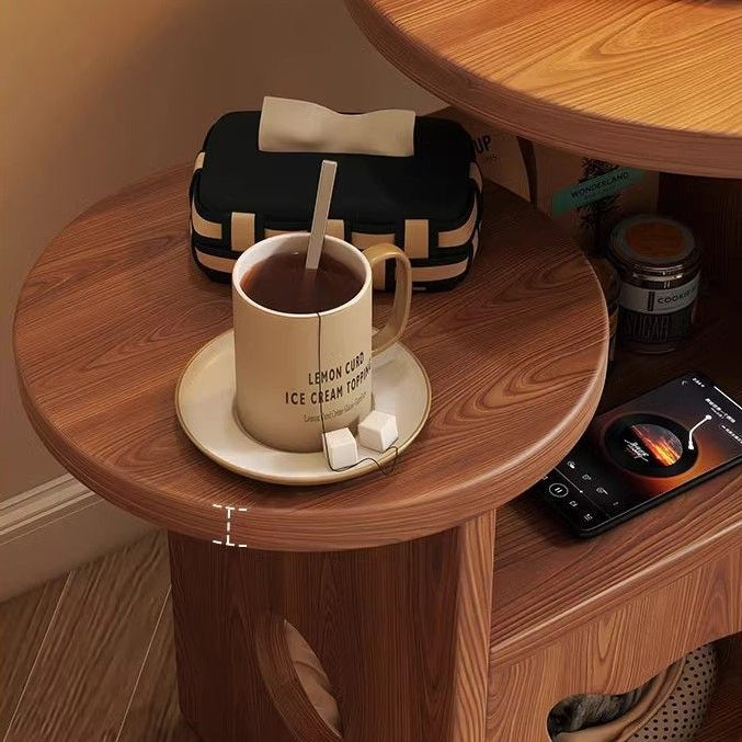 Retro Rubber Wood Tray Side Table