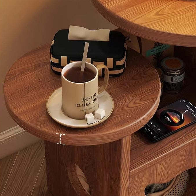 Retro Rubber Wood Tray Side Table