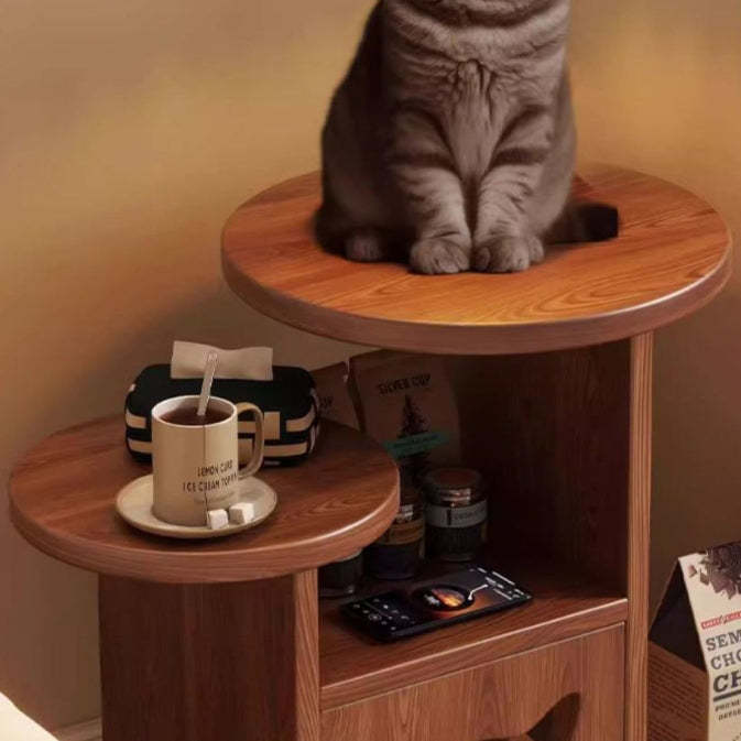 Retro Rubber Wood Tray Side Table
