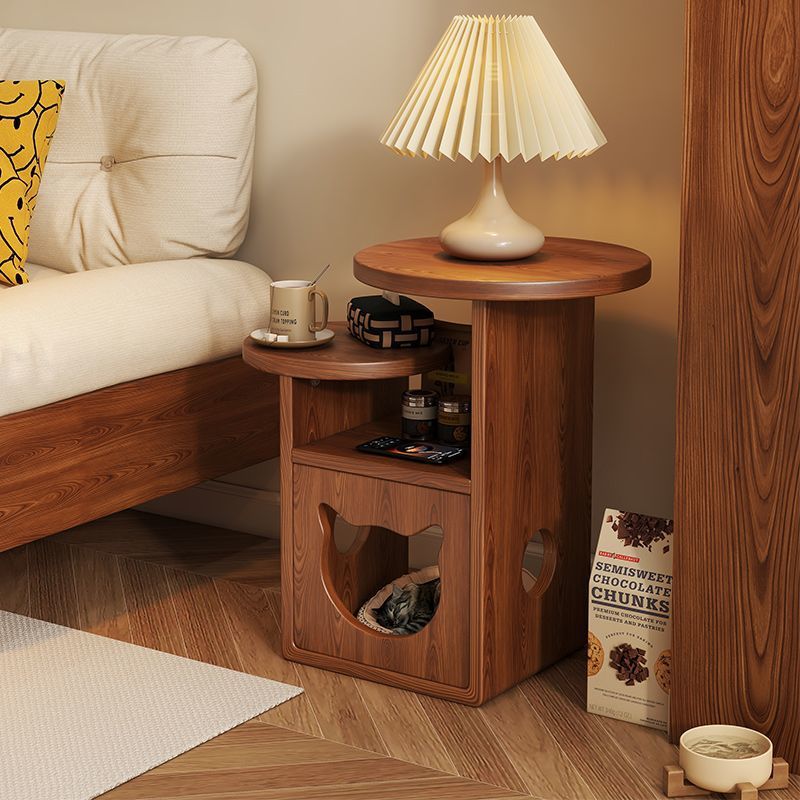 Retro Rubber Wood Tray Side Table