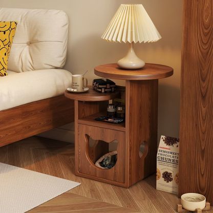 Retro Rubber Wood Tray Side Table