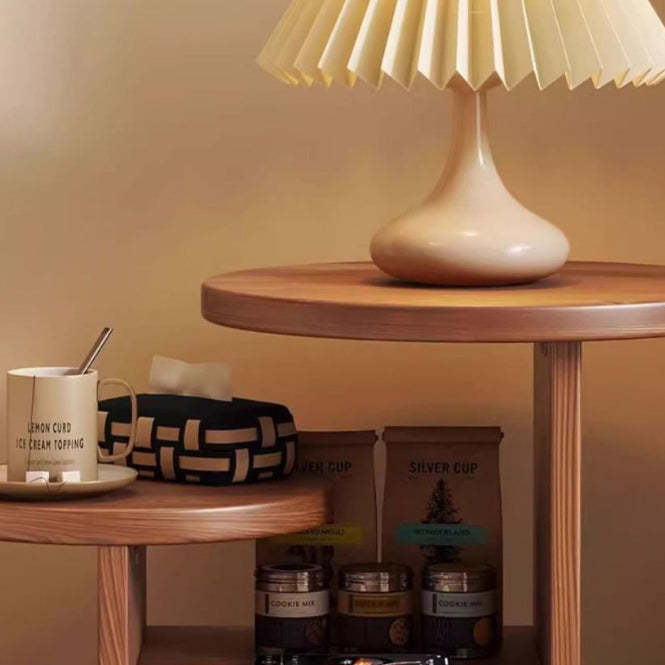 Retro Rubber Wood Tray Side Table