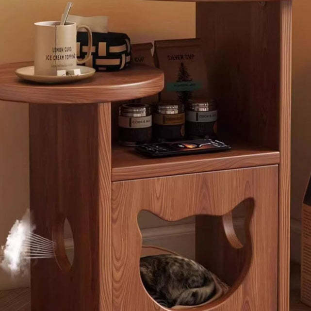 Retro Rubber Wood Tray Side Table