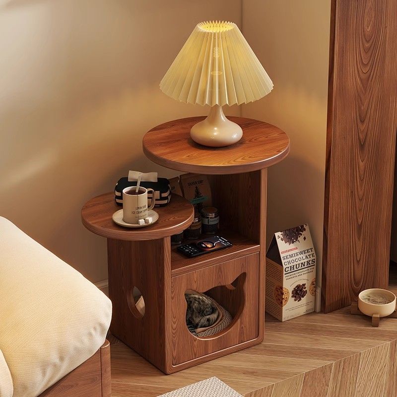 Retro Rubber Wood Tray Side Table