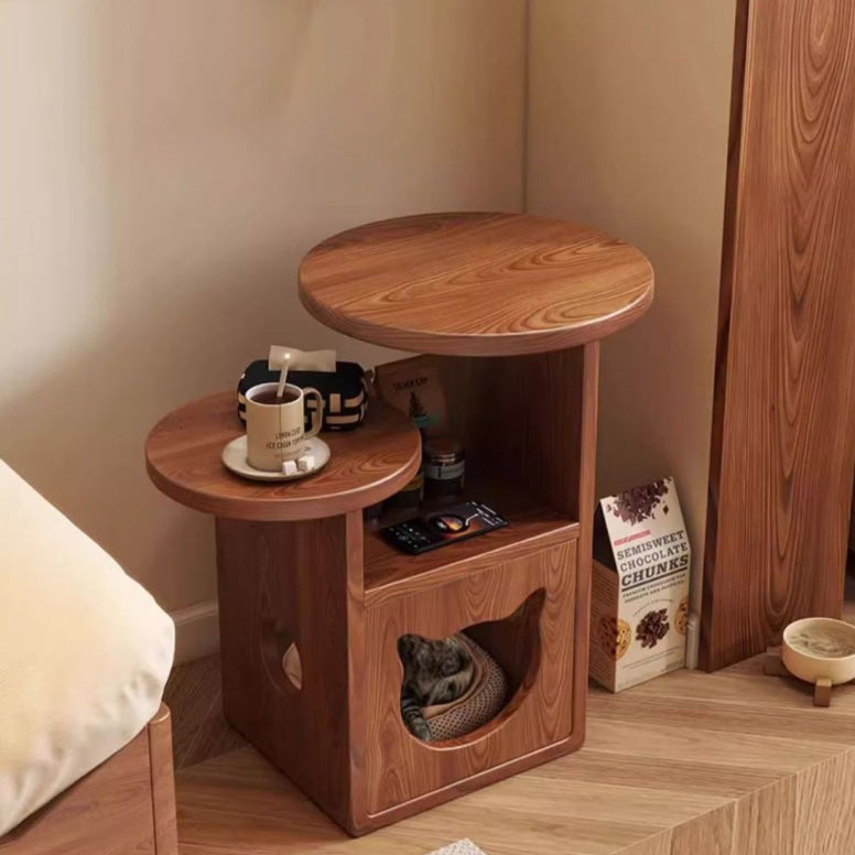 Retro Rubber Wood Tray Side Table