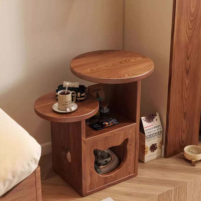 Retro Rubber Wood Tray Side Table