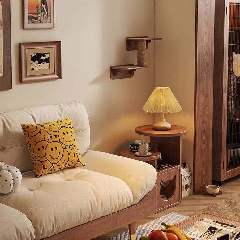 Retro Rubber Wood Tray Side Table