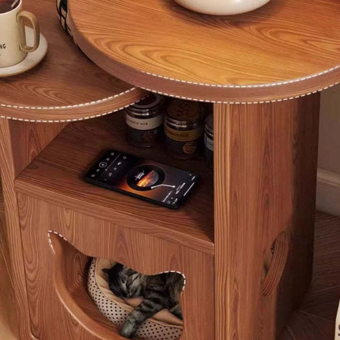 Retro Rubber Wood Tray Side Table