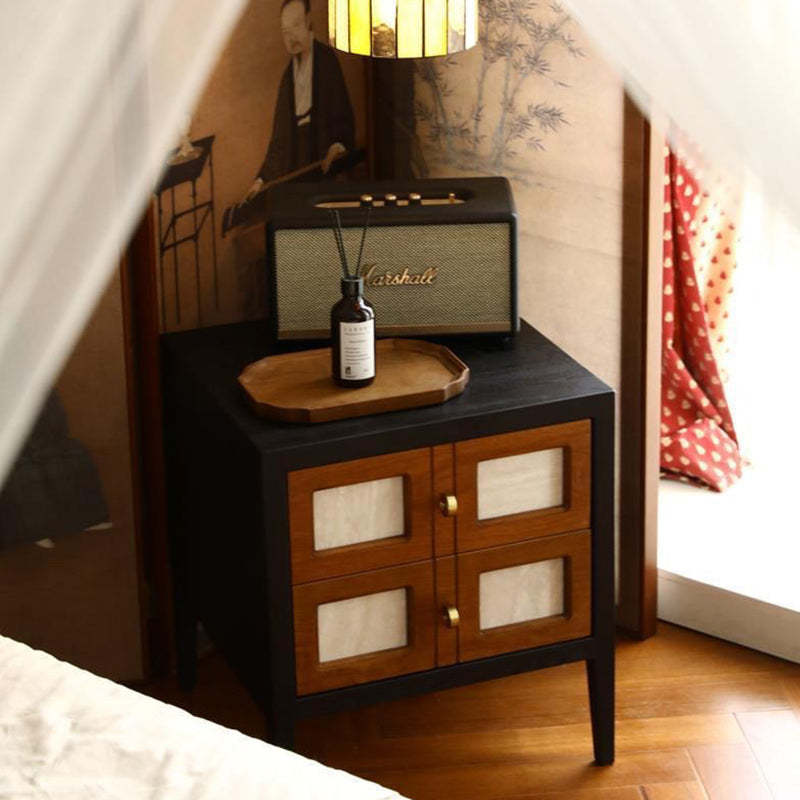 French Solid Wood 2-Drawer Nightstand