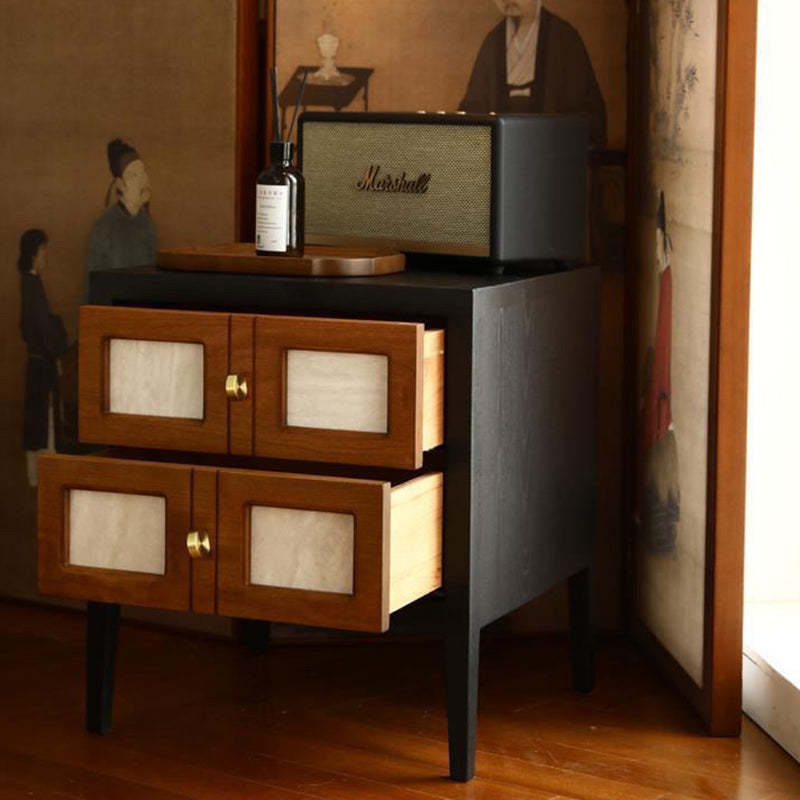 French Solid Wood 2-Drawer Nightstand