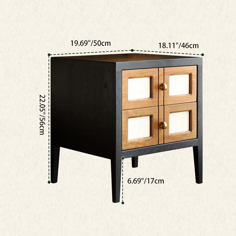 French Solid Wood 2-Drawer Nightstand