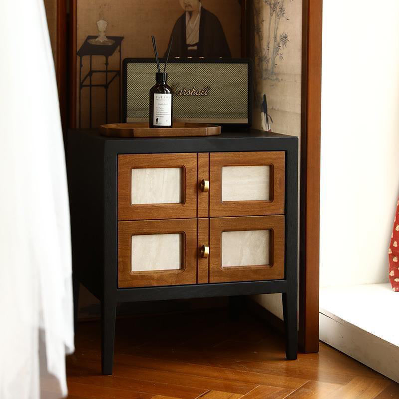 French Solid Wood 2-Drawer Nightstand