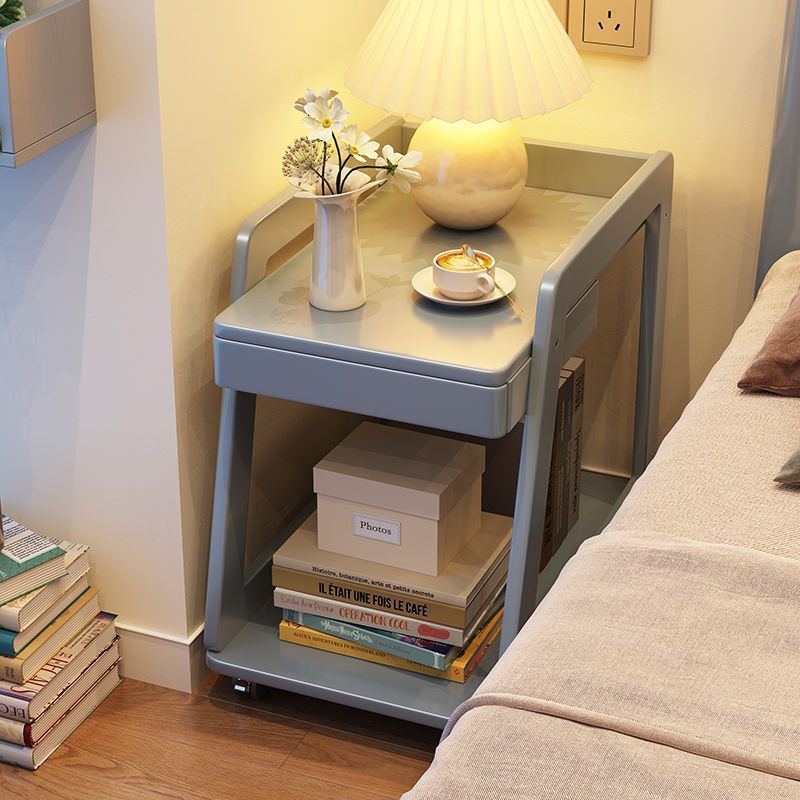 Nordic Solid Wood Rolling 2-Tier Side Table