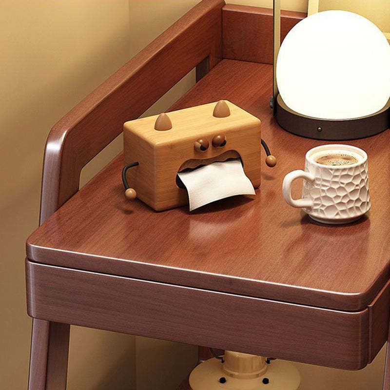 Nordic Solid Wood Rolling 2-Tier Side Table