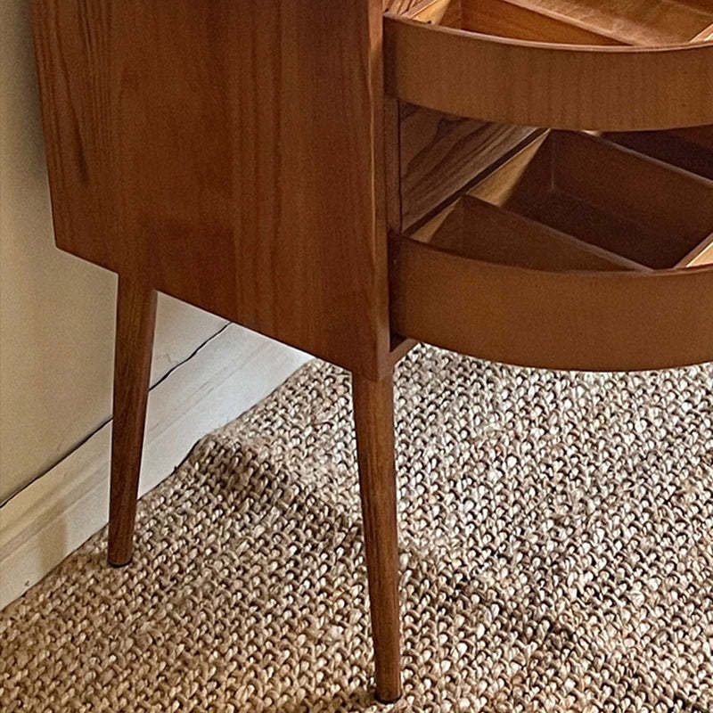 Retro Rotatable Red Oak 3-Tier Jewelry Storage Side Table