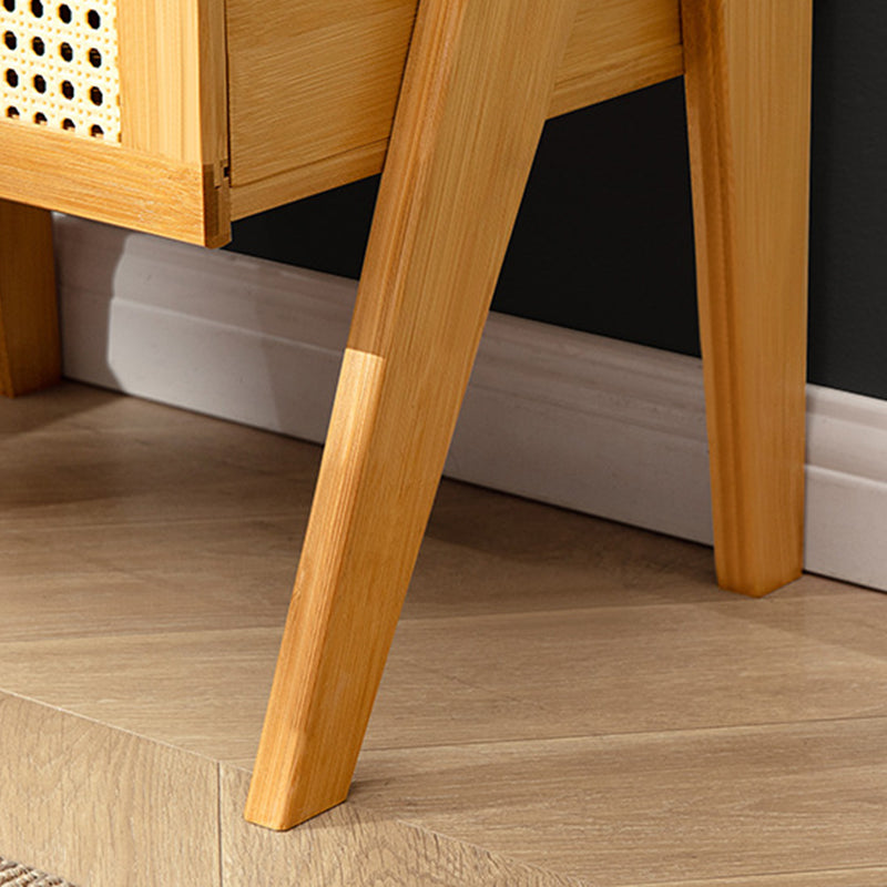 Contemporary Bamboo 1-Drawer Cube Nightstand