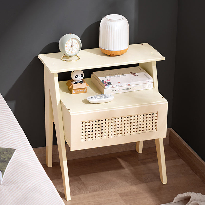 Contemporary Bamboo 1-Drawer Cube Nightstand