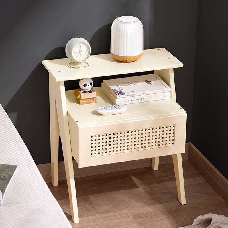 Contemporary Bamboo 1-Drawer Cube Nightstand