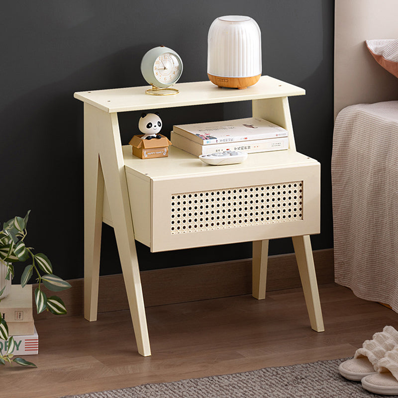 Contemporary Bamboo 1-Drawer Cube Nightstand