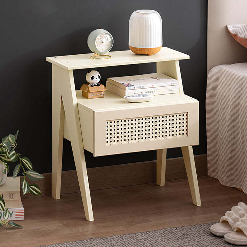 Lighom minimalist 1-drawer cube white nightstands
