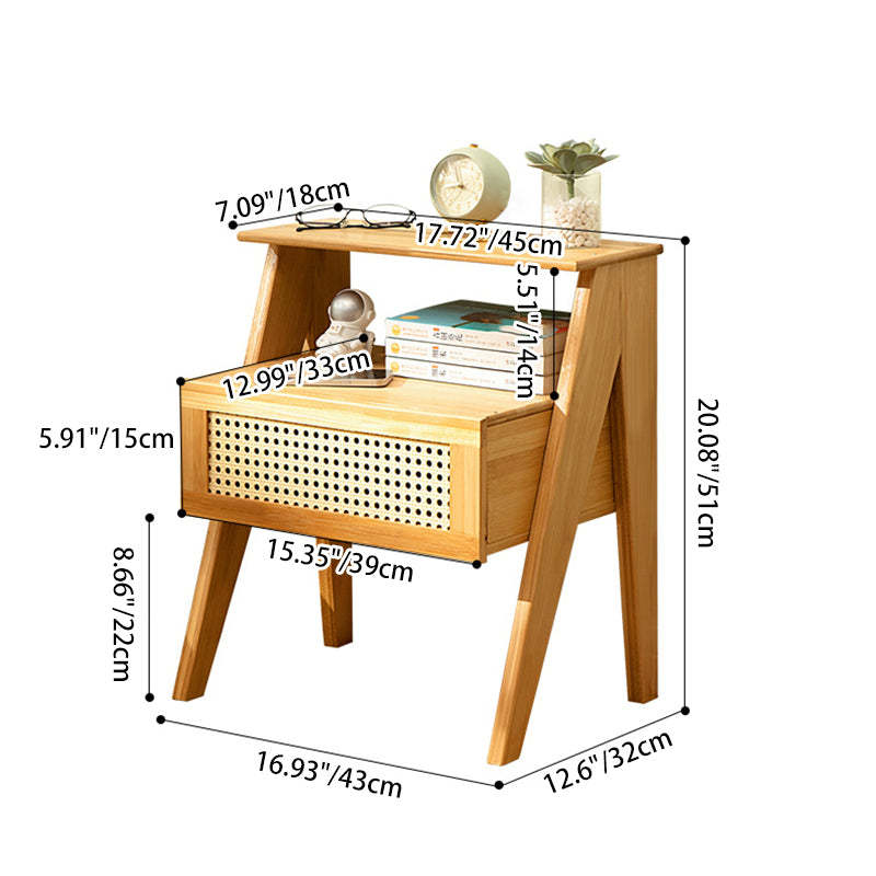 Contemporary Bamboo 1-Drawer Cube Nightstand