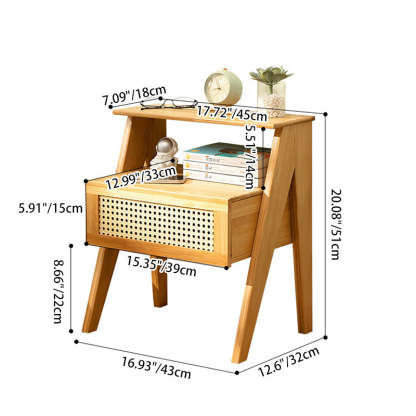 Contemporary Bamboo 1-Drawer Cube Nightstand
